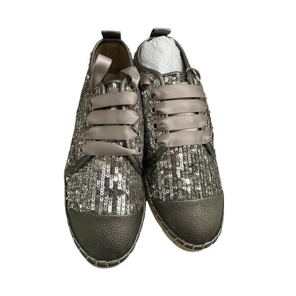 Generation Love women’s NWOT’s Silver Sequin espadrilles with laces. Size 39 - Picture 2 of 7